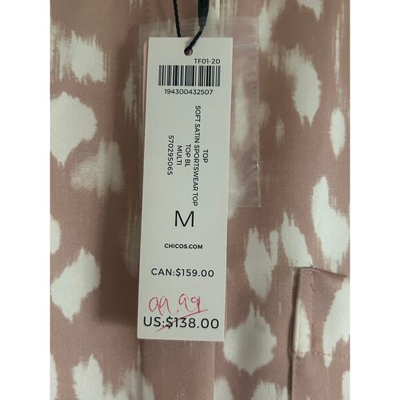 NWT Black Label By Chicos Soft Satin Sportswear Button Down Woman's Size Medium - Picture 10 of 12